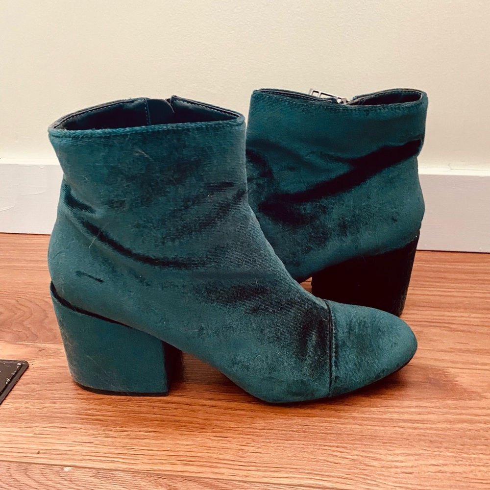 Charles David Teal Velvet Ankle Boots